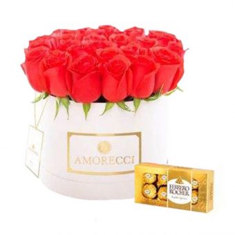 caja de 25 rosas y chocolates Regalos para hombres y mujeres