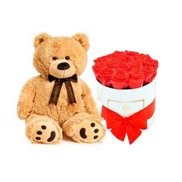 Regalos para mujeres, oso de peluche rosa, regalo de oso de flores