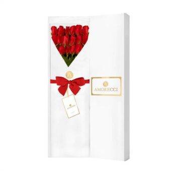 Rosas rojas en caja blanca Amorecci