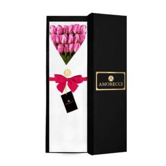caja negra con rosas fucsias Deluxe