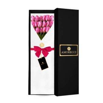 caja negra con rosas fucsias Deluxe
