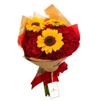 hermoso ramo para regalar de rosas y girasoles Regalos para hombres y mujeres