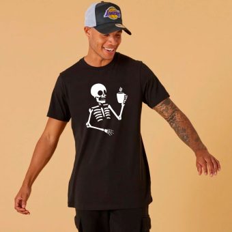 camiseta polo negro esqueleto cafe Regalos para hombres y mujeres