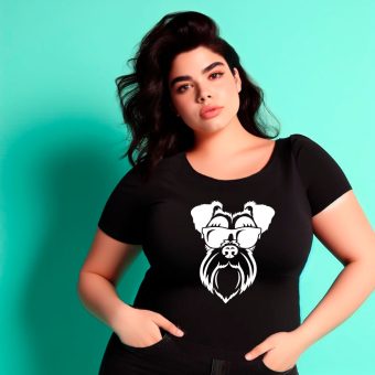 camiseta dama color negro con diseno estampado snauzer Regalos para hombres y mujeres